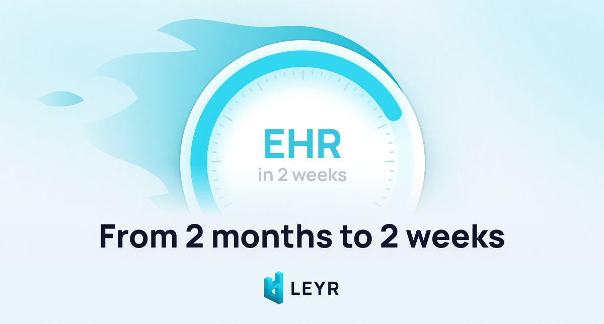 A picture of speedometer on fire, with a text saying "EHR in 2 weeks" on it.