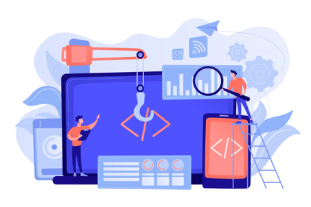 Laptopscreen depicted as a work site.