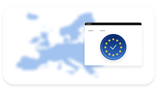 Map of Europe with EU stars, symbolizing accessibility compliance.