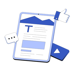 Tablet with icons for plain language