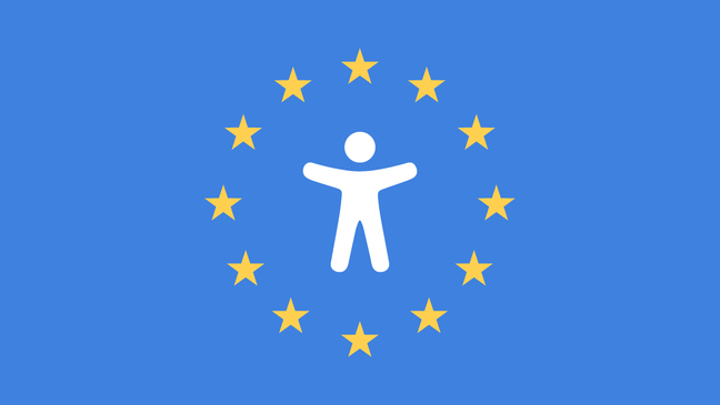 European Union flag with accessibility icon in the center