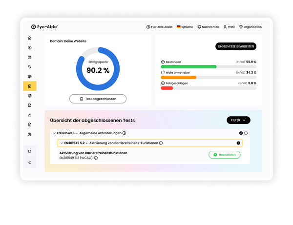 Übersicht abgeschlossener Barrierefreiheits-Tests