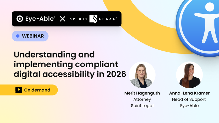 Teaser image linking to registration page for webinar on-demand "Understanding and implementing compliant digital accessibility in 2026"