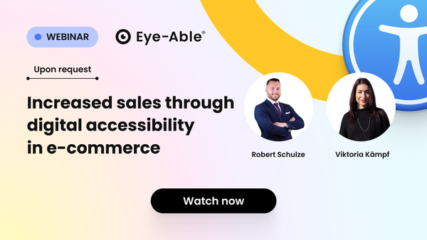 Webinar banner on more increased sales through digital accessibility in e-commerce.