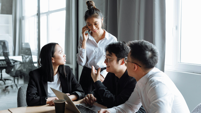 Diverse business team having a meeting and discussion