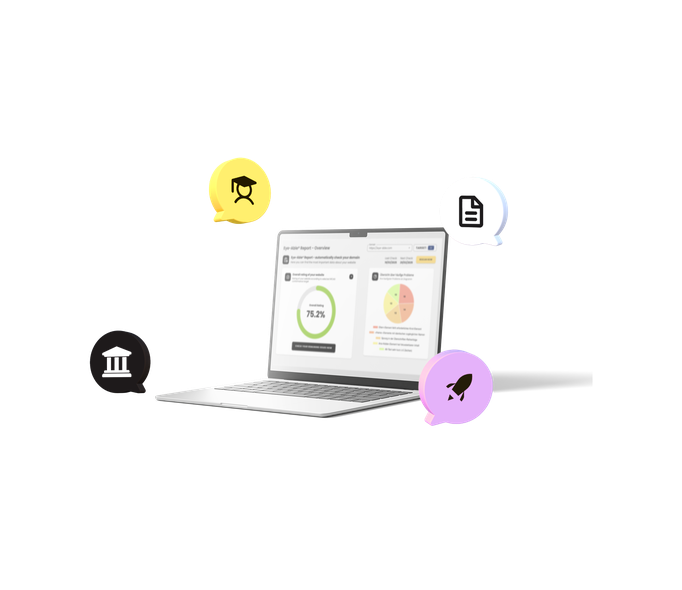 Laptop with accessibility dashboard and four icons representing legal obligation.