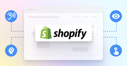 Logo Shopify con quattro icone di accessibilità
