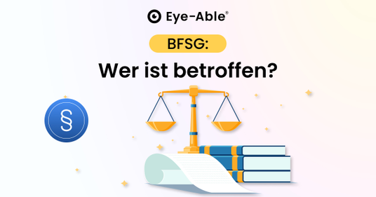 Waage mit Büchern und Blatt Papier, die die gesetzliche Pflicht zur Erfüllung des BFSG repräsentieren.