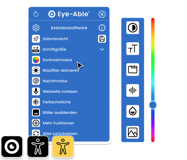 Eye-Able Assist widget with accessibility features