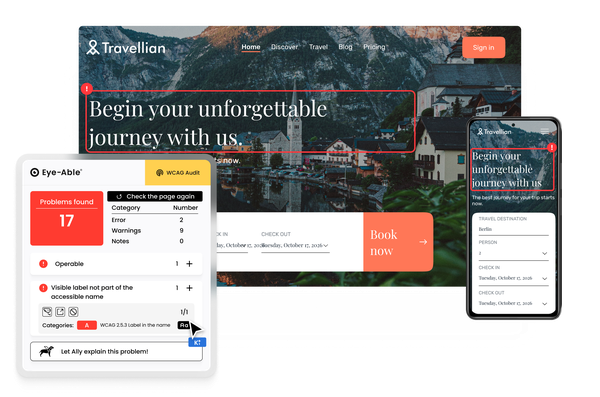 Accessibility audit detects issues on travel website