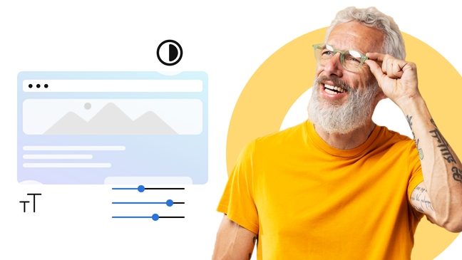 Elderly man adjusting glasses while reviewing content settings