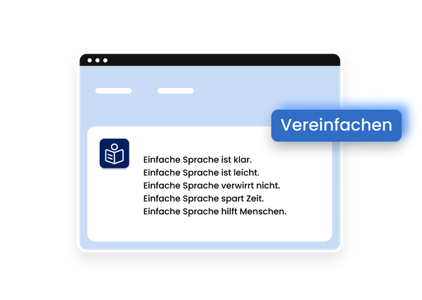 Eye-Able Oberfläche mit Funktion für vereinfachte Sprache.