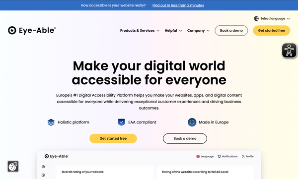 Homepage of the Eye-Able website