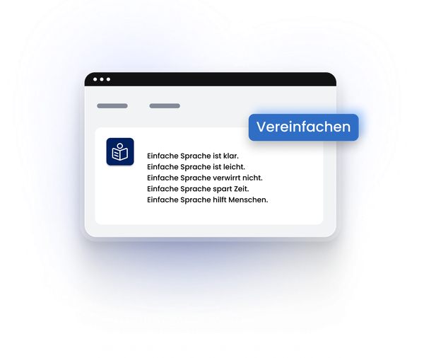 Eye-Able Oberfläche mit Funktion für vereinfachte Sprache.