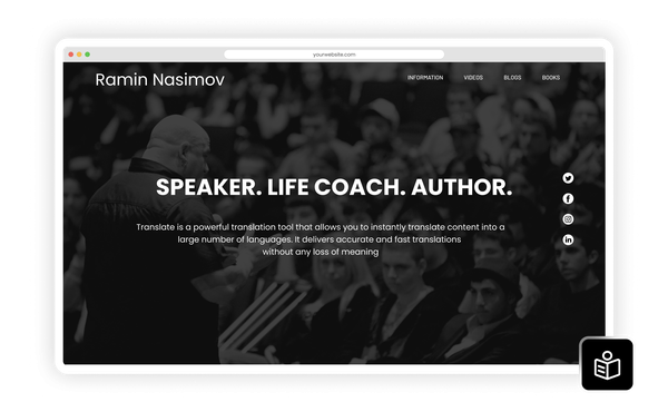 Website example with language switcher and multilingual content using Eye-Able.