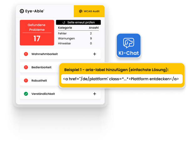 KI-Assistent mit Vorschlägen zur Barrierefreiheit