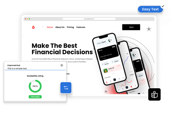Website preview showing simplified content created with Eye-Able Easy Text.