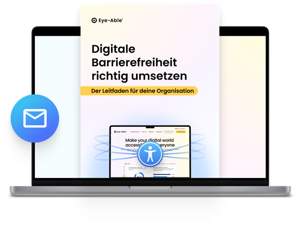 Laptop with e-book "Digitale Barrierefreiheit richtig umsetzen"