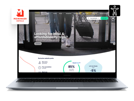 Screen displaying MEININGER Hotels website
