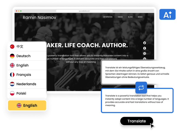 Website language switch and AI translation interface