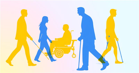 Grafik mit Menschen, die von Barrierefreiheit profitieren