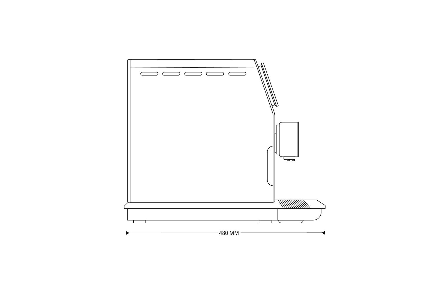 WMF Perfection Office coffee machine with measurements, side