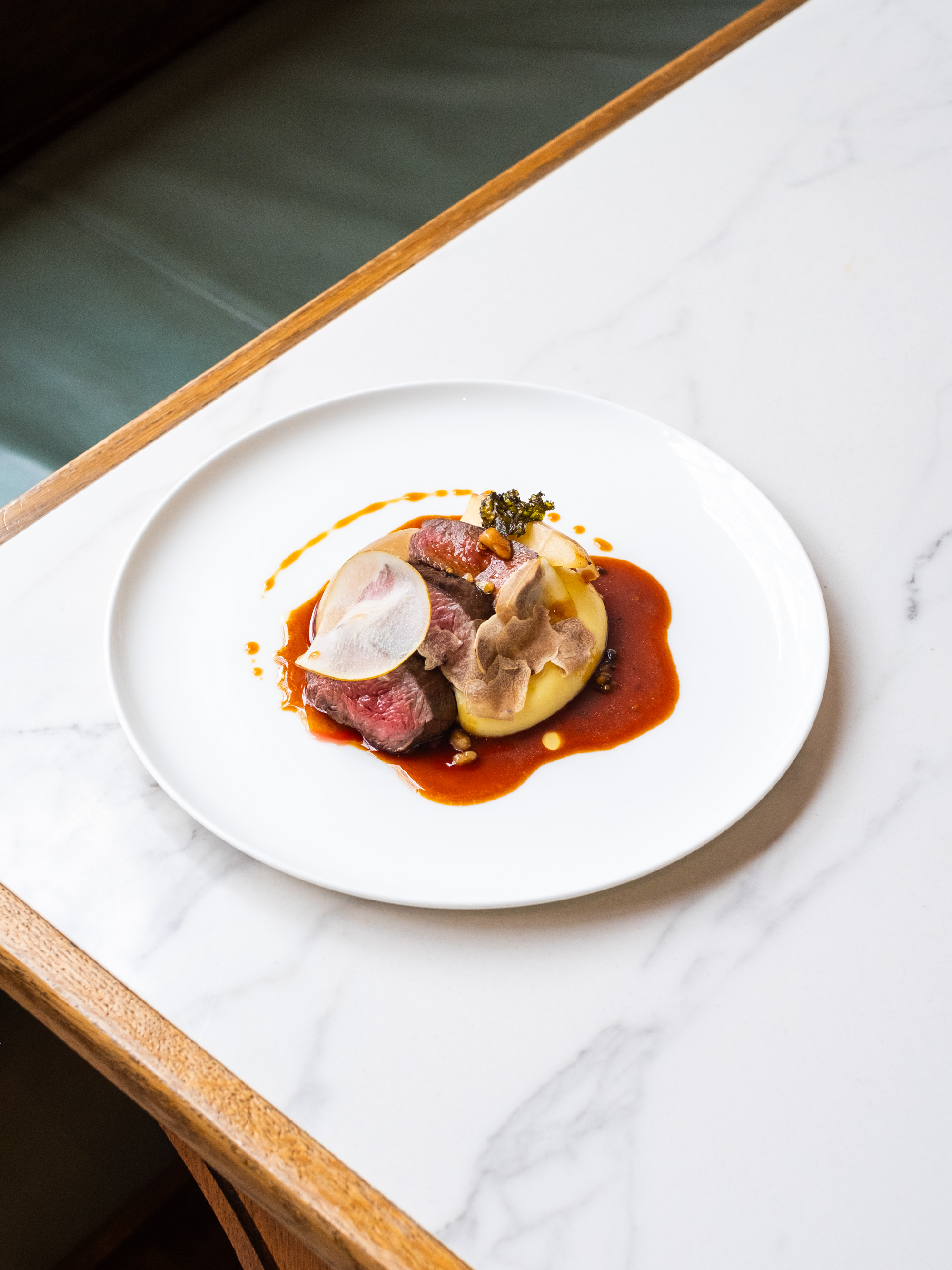 venison white truffle menu