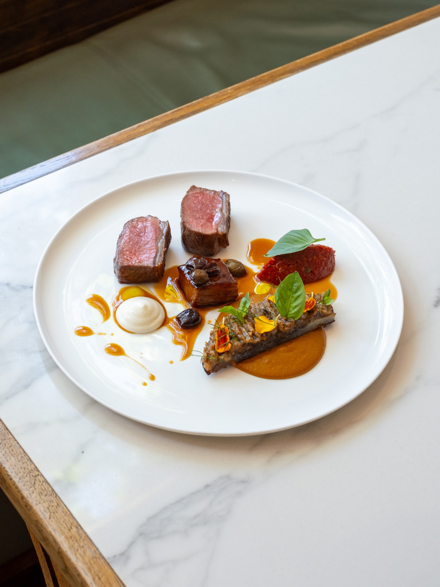 Hebridean lamb, aubergine caponata, smoked tomatoes, pecorino and taggiasca olives