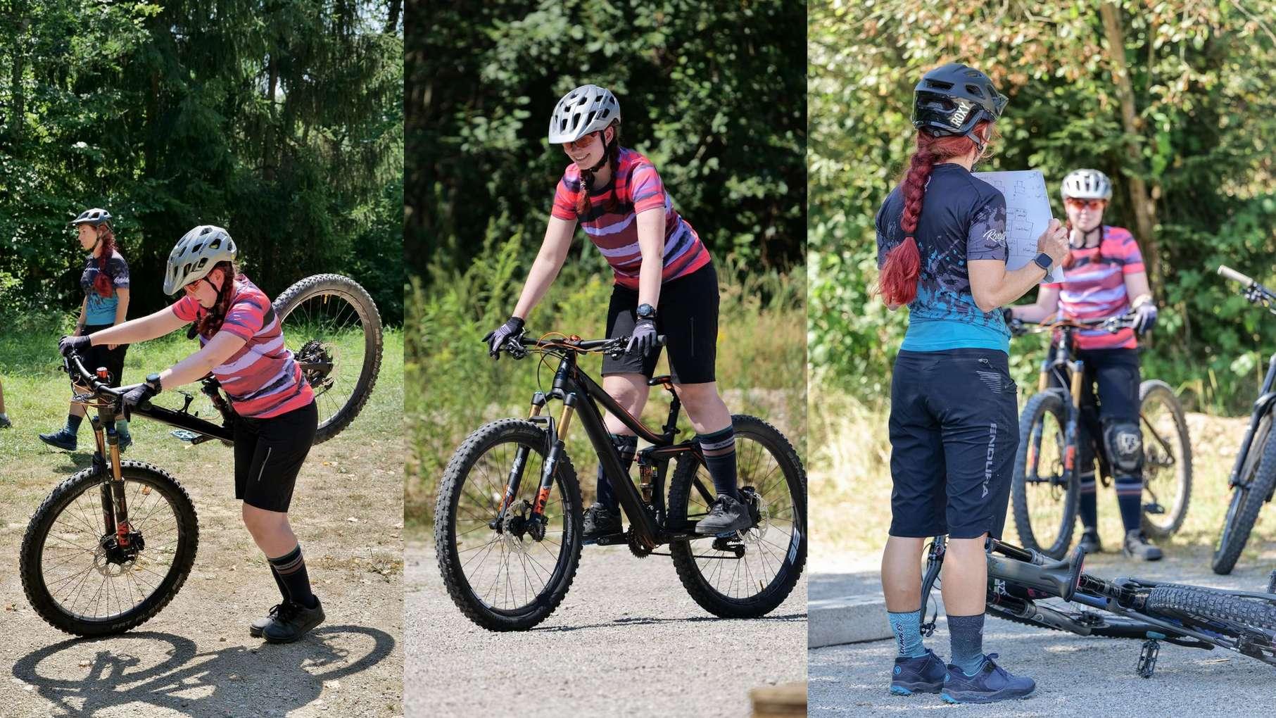 Verschiedene Szenen aus dem Fahrrad Fahrtechniktraining