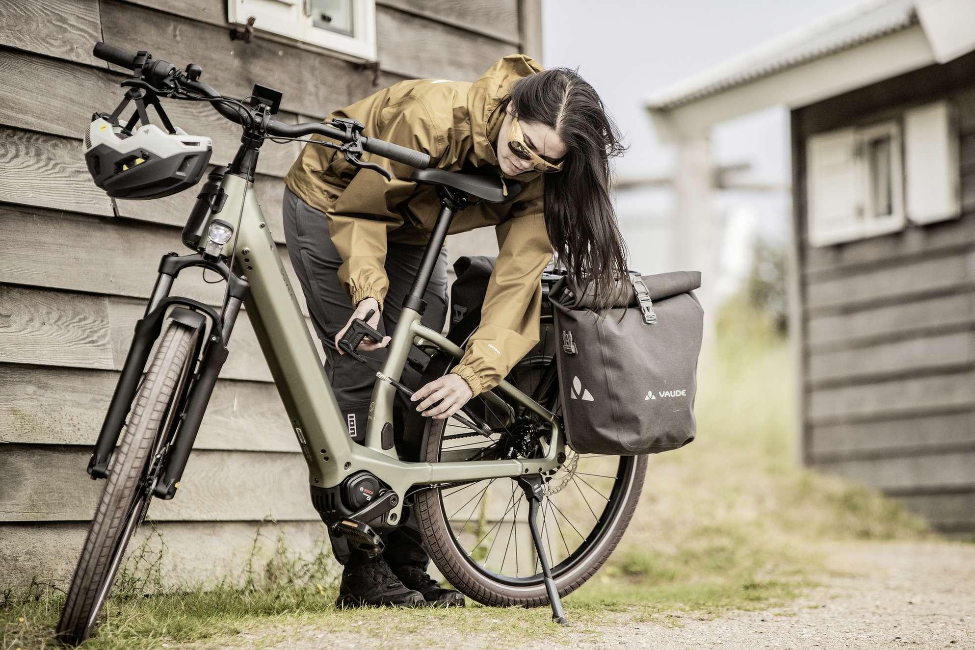 Gepäcktaschen am Trekkingrad im Alltag.