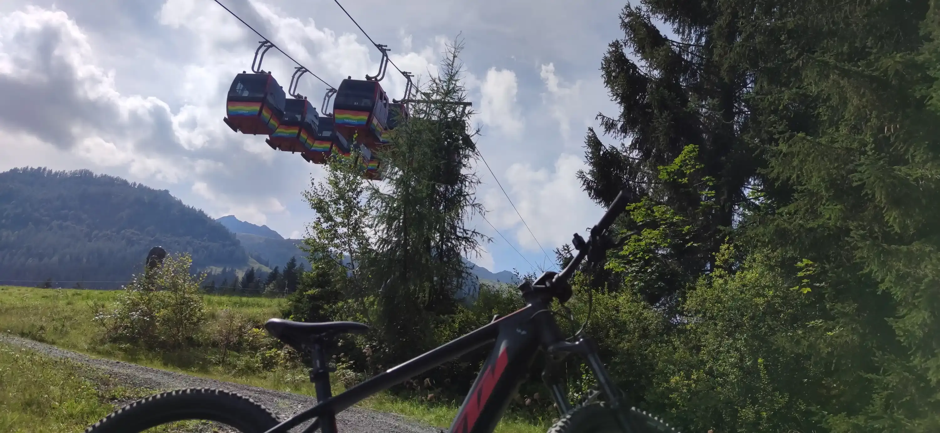 Ein E-Bike vor einer Bergkulisse.