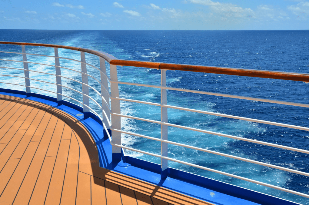 Ocean from the deck of a cruise shop
