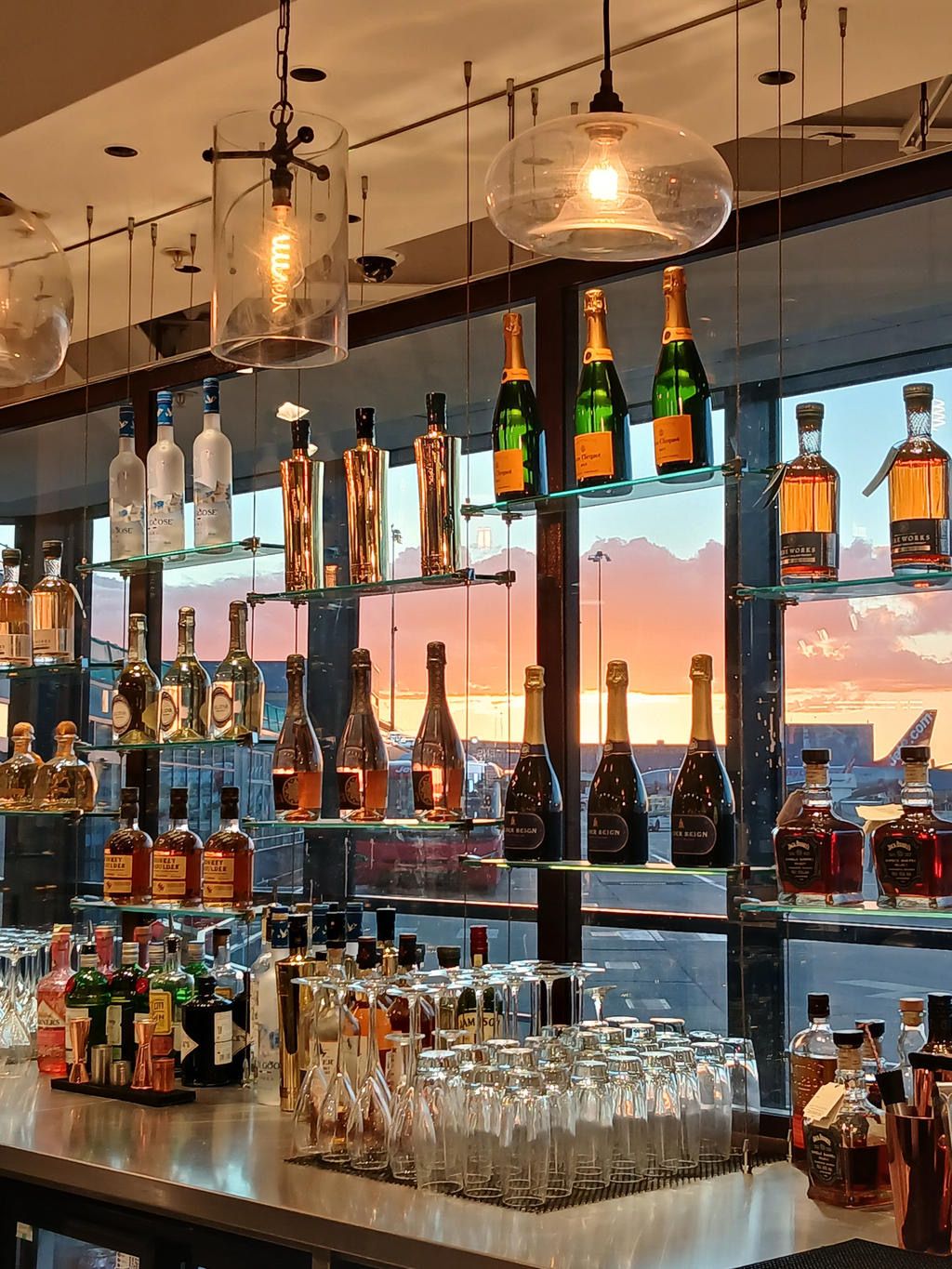 Bar with sunset in the background