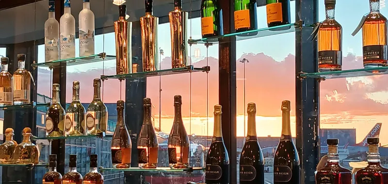 Bar with sunset in the background