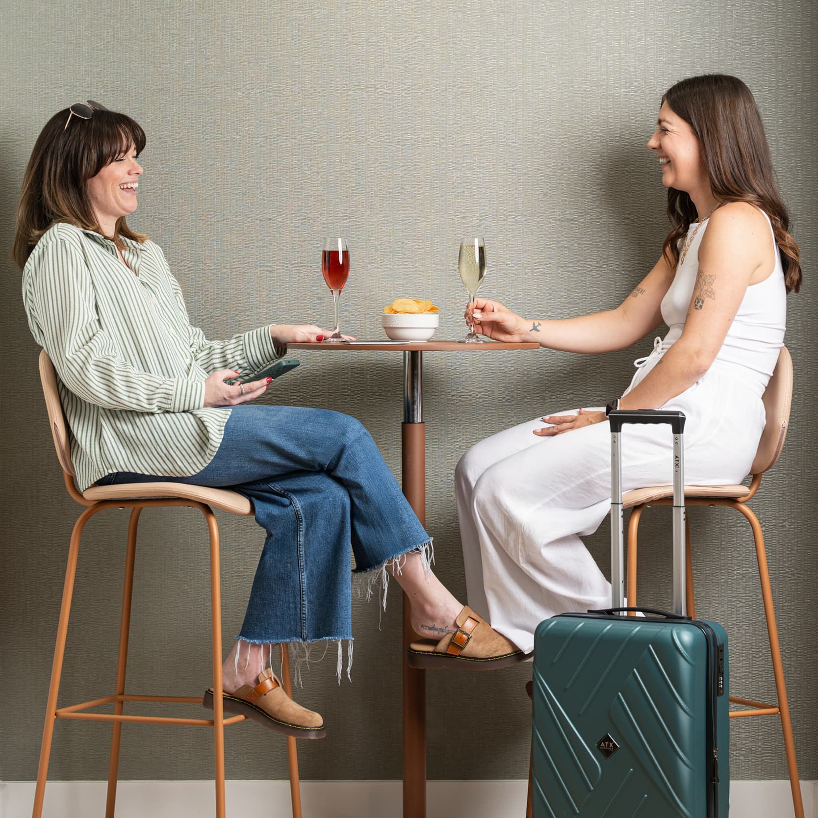 Two women having a drink