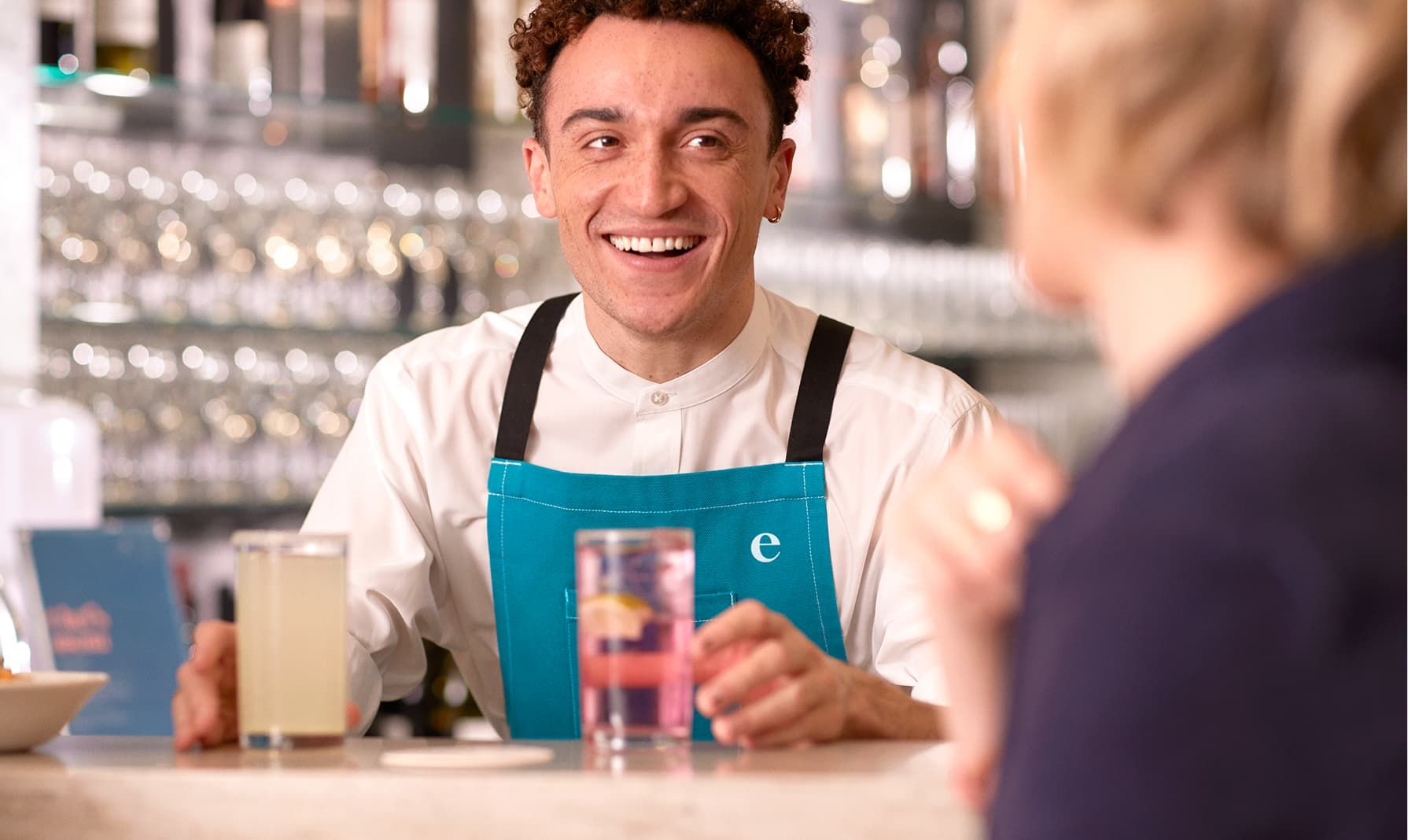 Man working in airport lounge