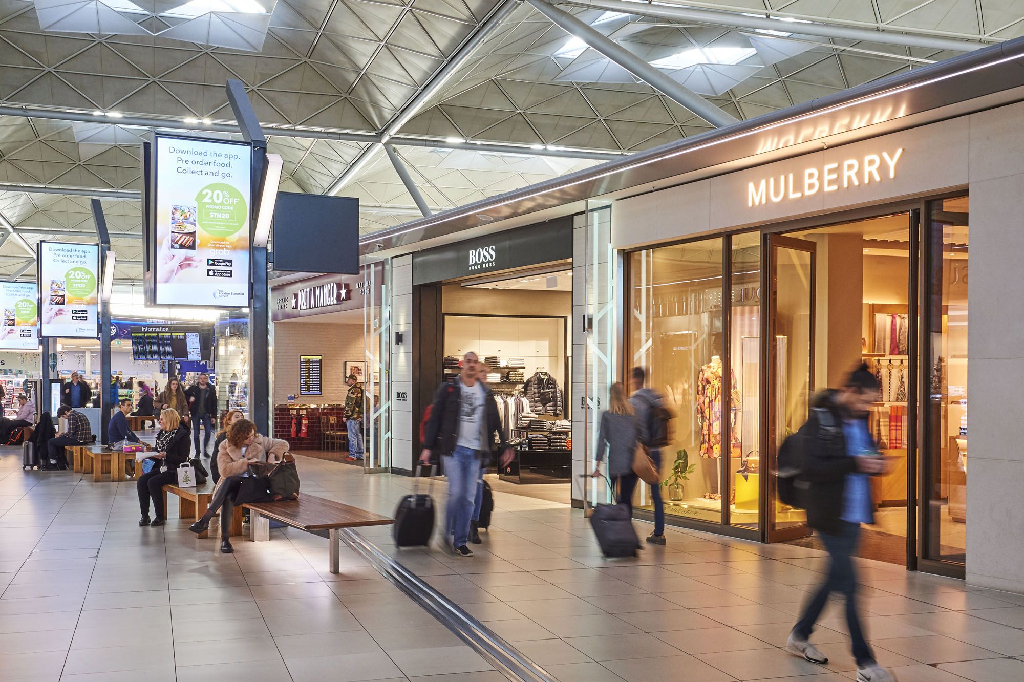 Shops and people walking
