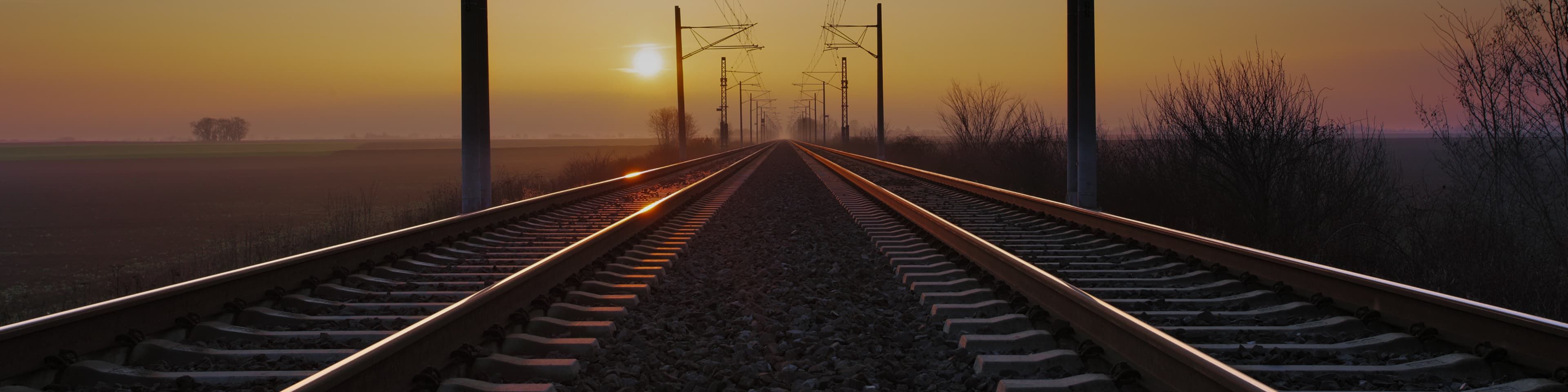 Sunset over railway track