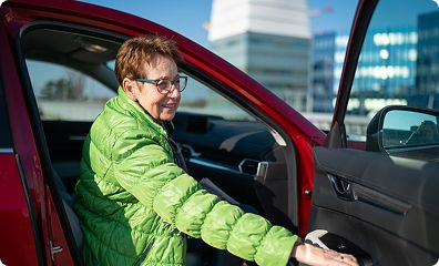 Women opening car door