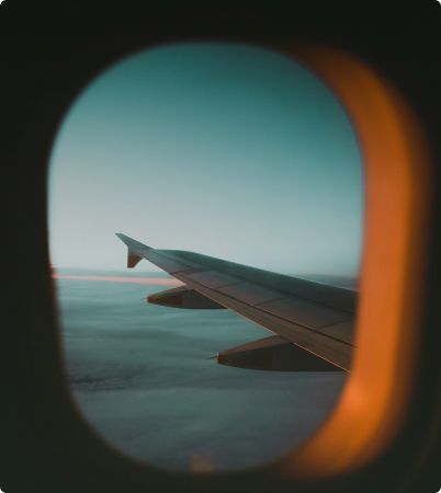 View of wing outside plane window
