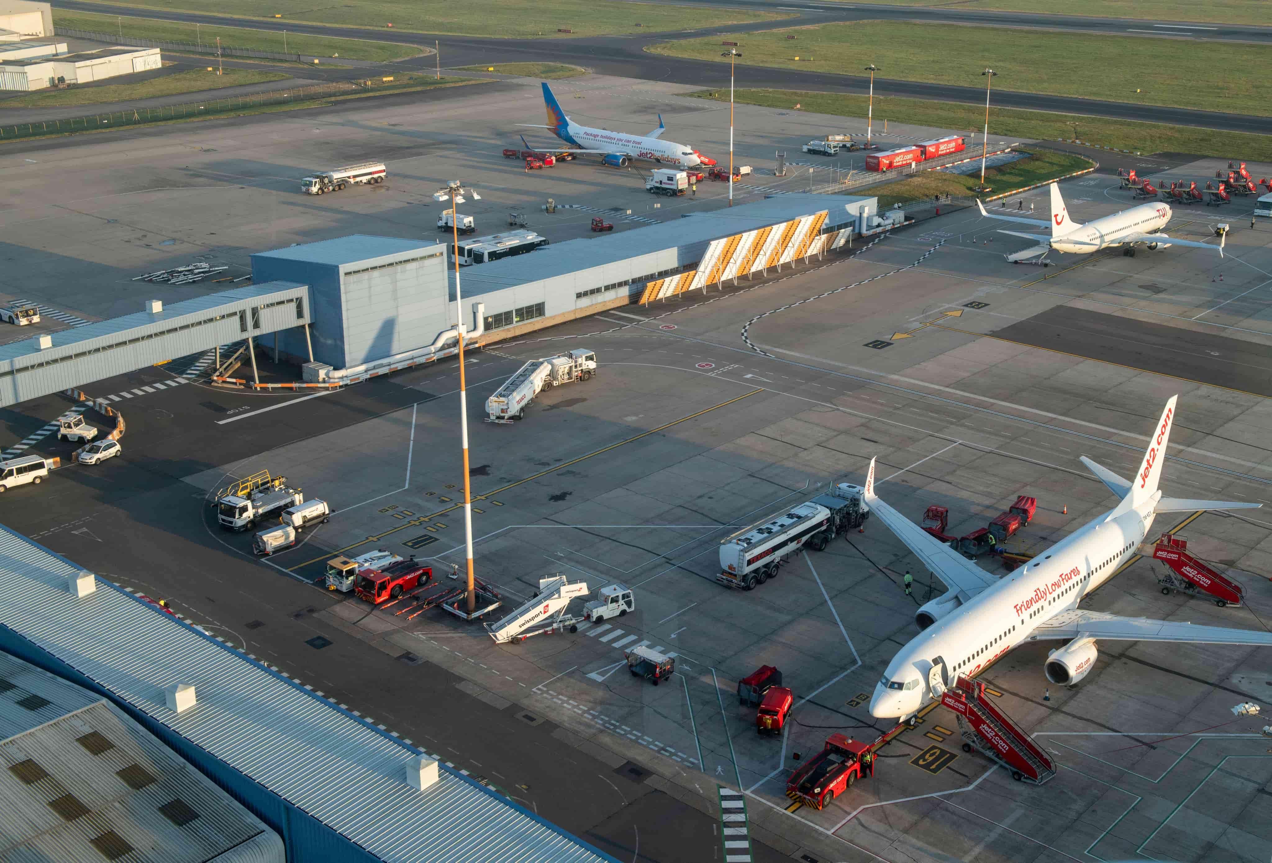 View of planes on airfield
