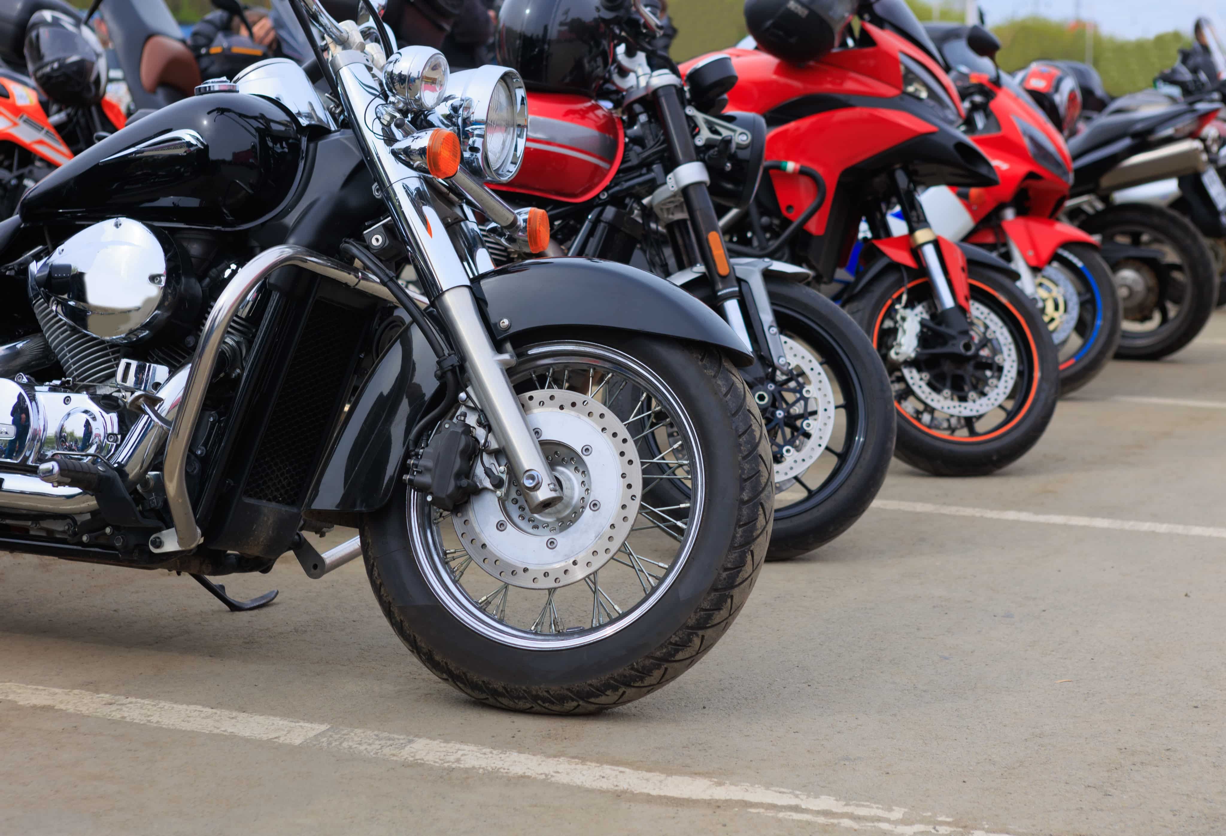 Motorcycles lined up