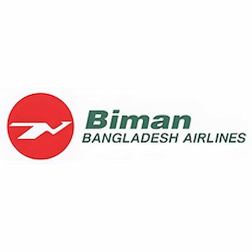 Logo of Biman Bangladesh Airlines featuring a red circle with a stylized white bird and green text on the right.