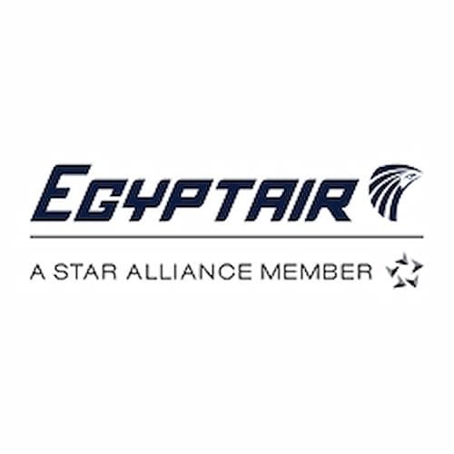 EgyptAir logo with a stylized falcon head, text "A Star Alliance Member," and the alliance's star emblem below.