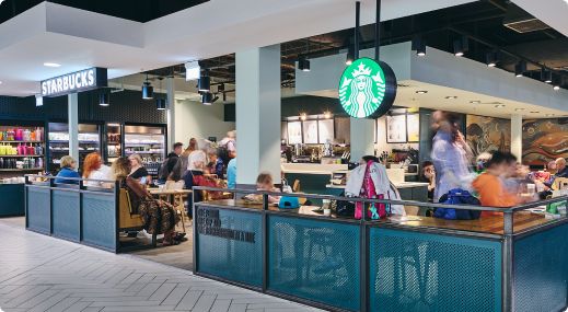 Entrance to Starbucks seating area