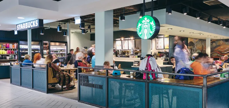 Entrance to Starbucks seating area