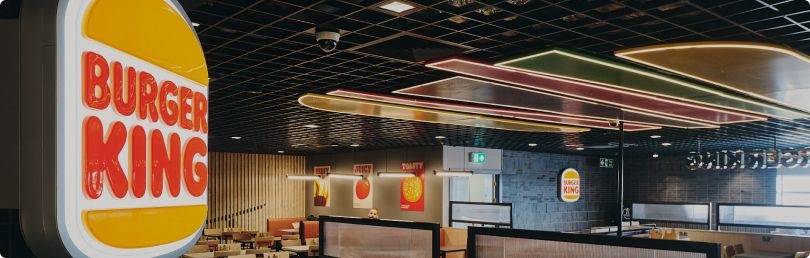 Burger King sign and seating area