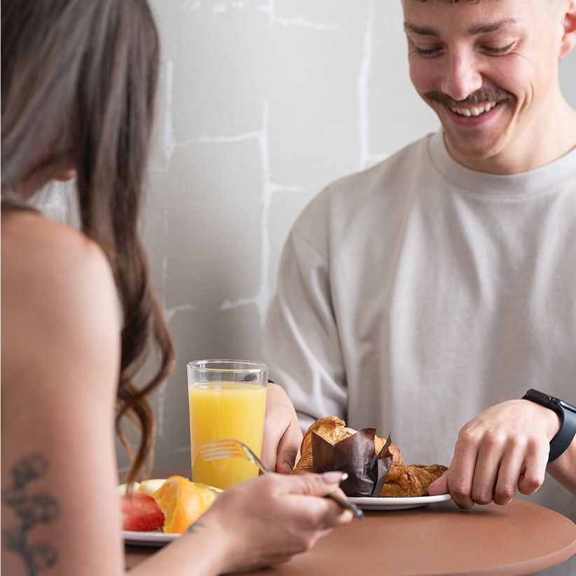 Man eating breakfast